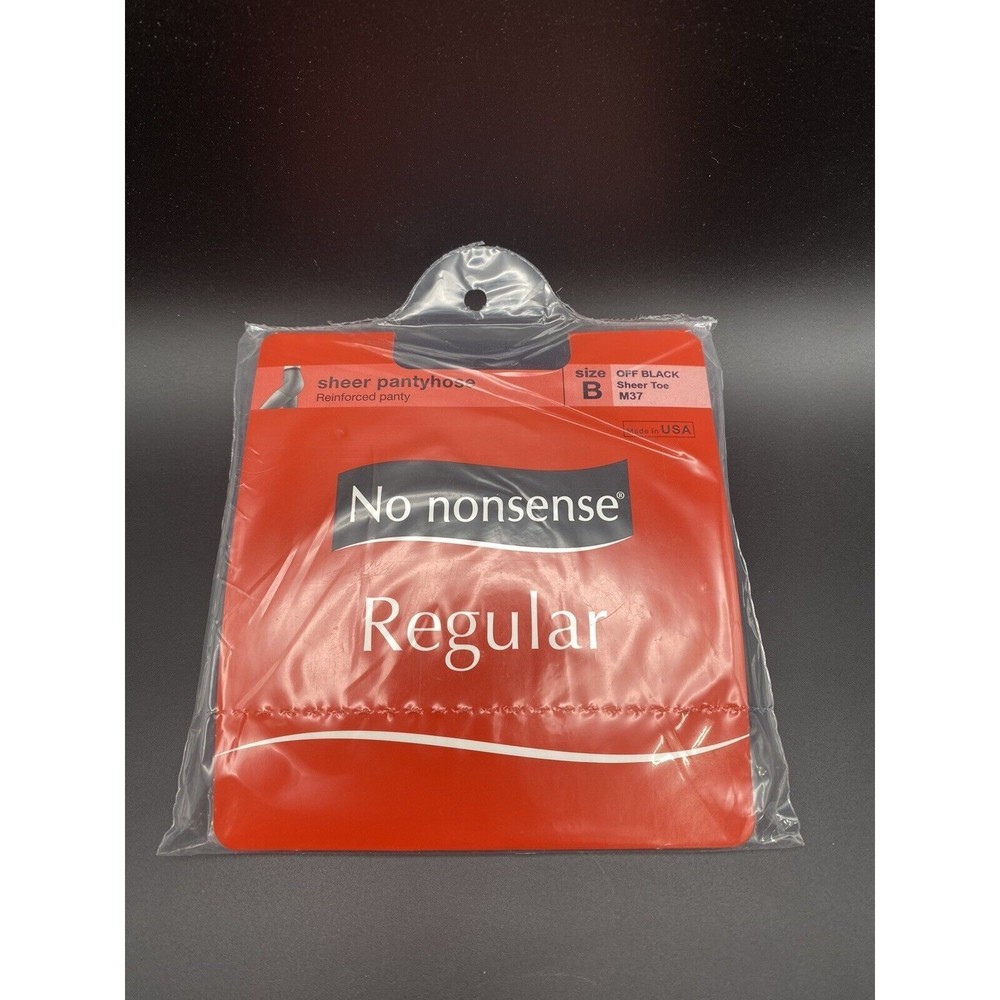 No Nonsense Regular Nylon Leg Off Black Reinforced Pantyhose Size B M37 New